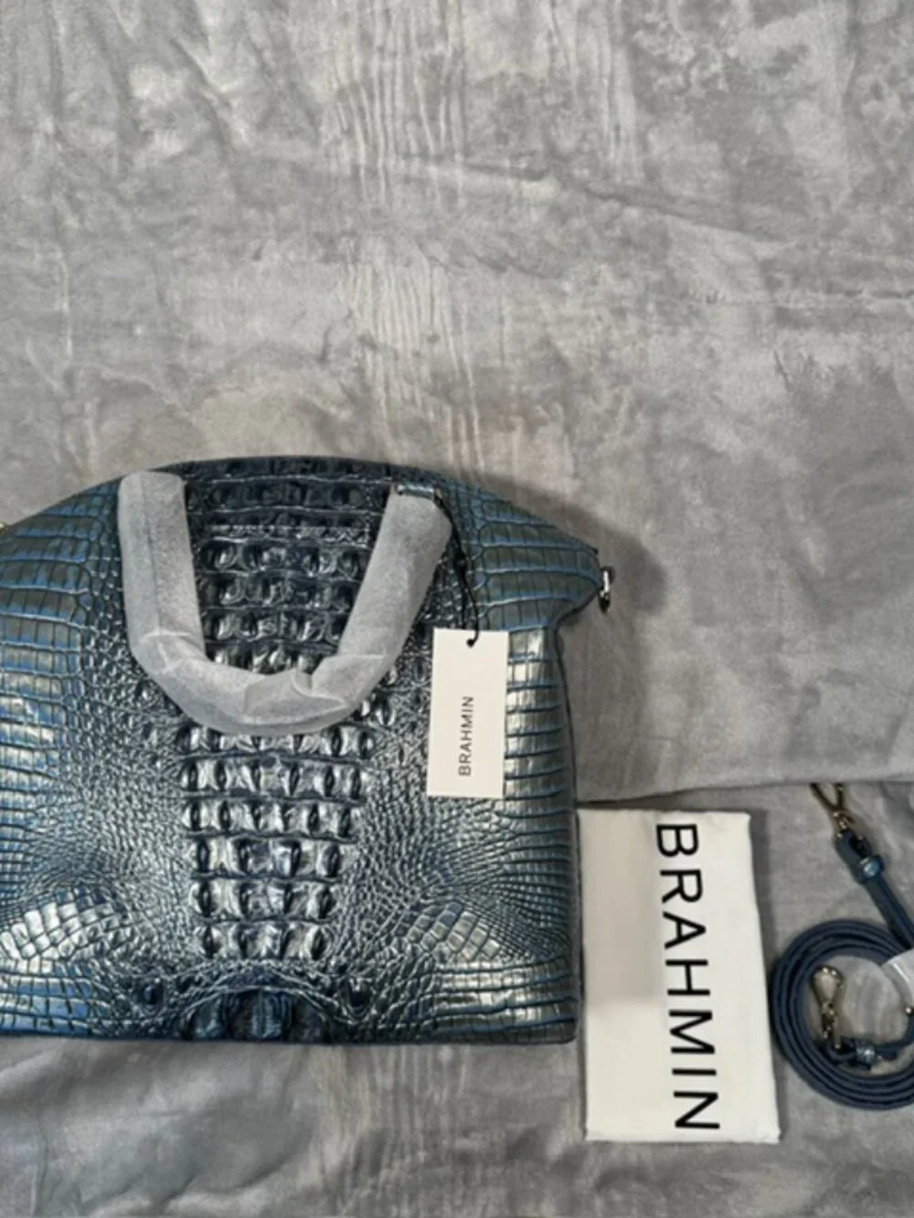 Brahmin Large Duxbury Satchel Serenity Ombre Blue Melbourne Leather NWT